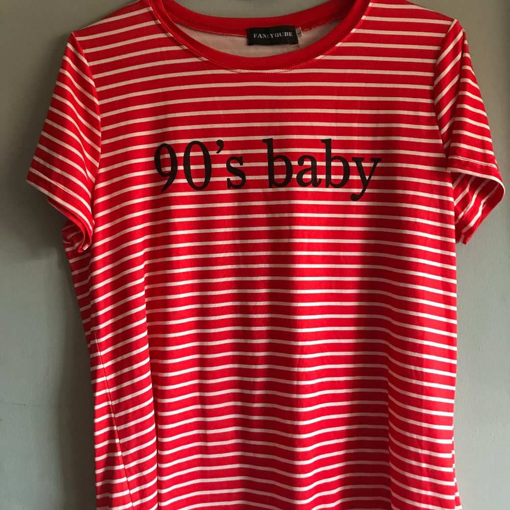 Red and white striped top 90's baby